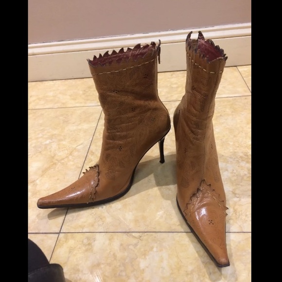 Baroco Vintage Pointed Toe Italian Ankle Heeled Booties Sz 40 MSRP $200 - Picture 4 of 12